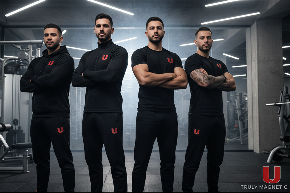 Group of athletes in matching workout clothes