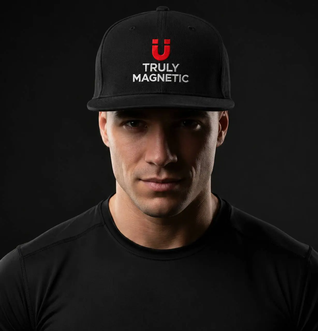 Man wearing Truly Magnetic baseball cap
