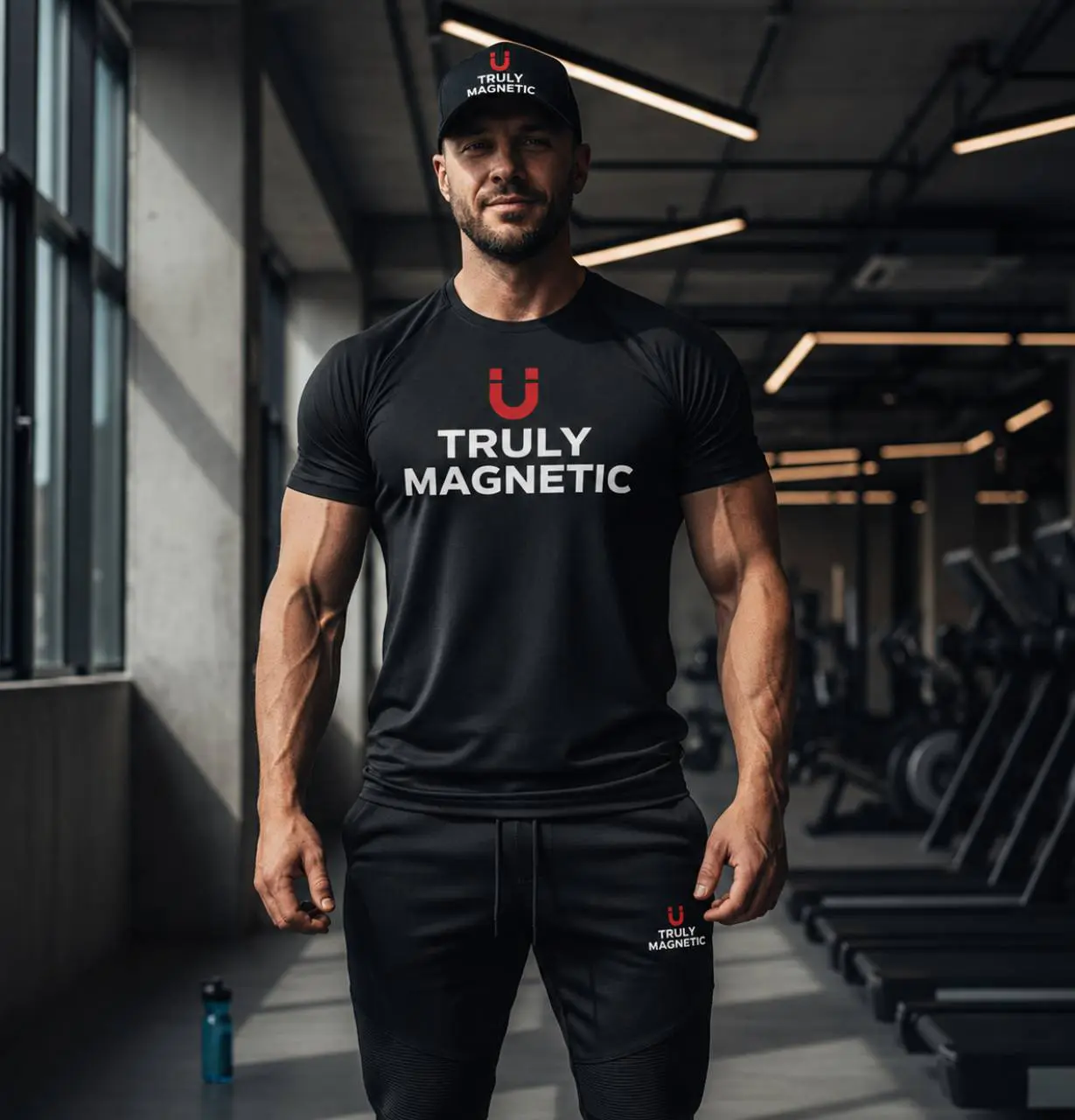 Muscular man in gym wearing Truly Magnetic shirt