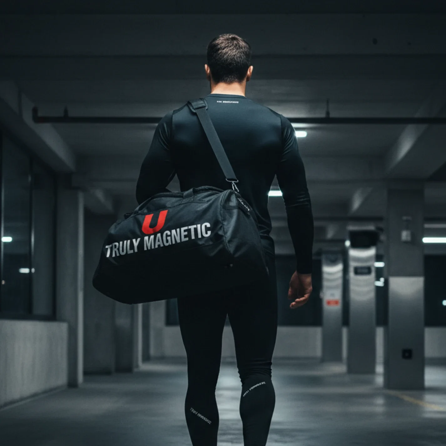 Fitness enthusiast in dark athletic wear
